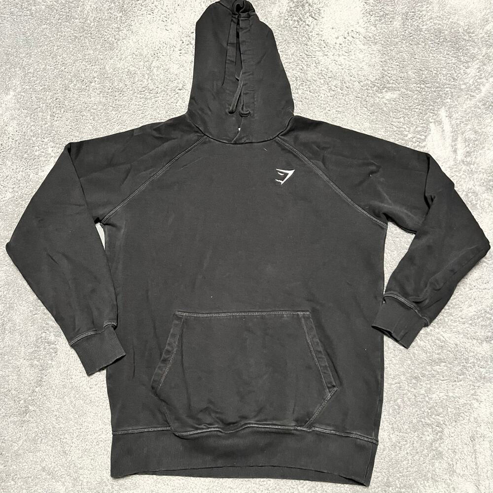 Gymshark Hoodie Mens Medium Faded Black Sweatshirt Workout